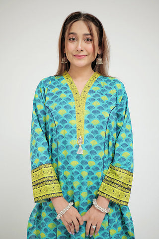 Picture of Senorita - LAC-02691 | Sea Green & Multicolor | Casual 2 Piece Suit  | Cotton Lawn Printed - Available at Raja Sahib