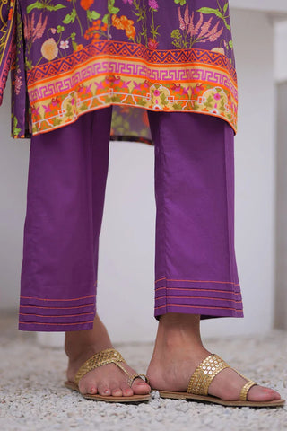 Picture of LAD-02474 | Purple & Multicolor | Casual 3 Piece Suit | Marina Printed Fabric - Available at Raja Sahib