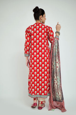 Picture of Senorita - LAD-02686 | Red & Multicolor | Casual 3 Piece Suit  | Cotton Lawn Printed - Available at Raja Sahib