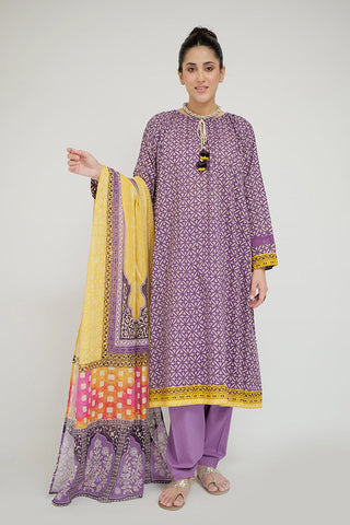 Picture of Senorita - LAD-02688 | Purple & Multicolor | Casual 3 Piece Suit  | Cotton Lawn Printed - Available at Raja Sahib