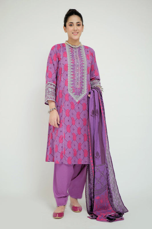 Picture of Senorita - LAD-02705 | Purple & Multicolor | Casual 3 Piece Suit  | Cotton Lawn Printed - Available at Raja Sahib