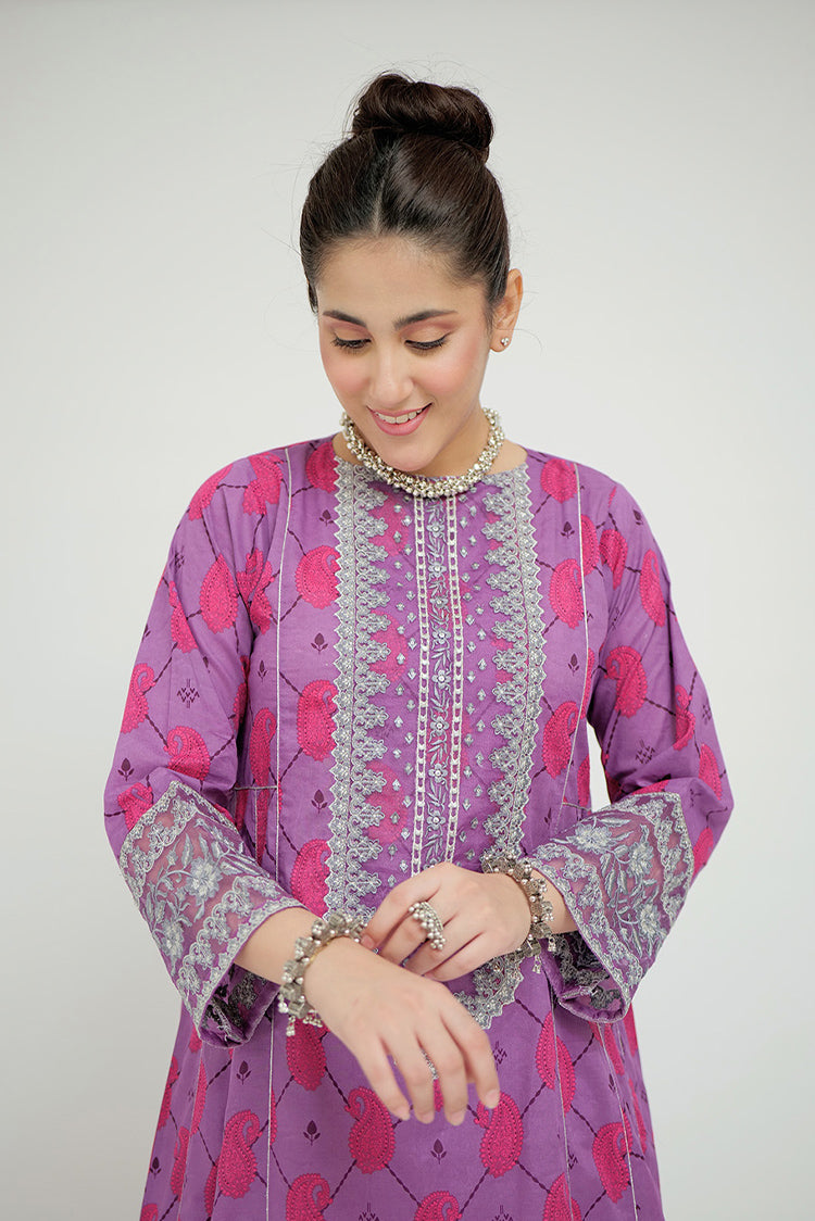 Picture of Senorita - LAD-02705 | Purple & Multicolor | Casual 3 Piece Suit  | Cotton Lawn Printed - Available at Raja Sahib