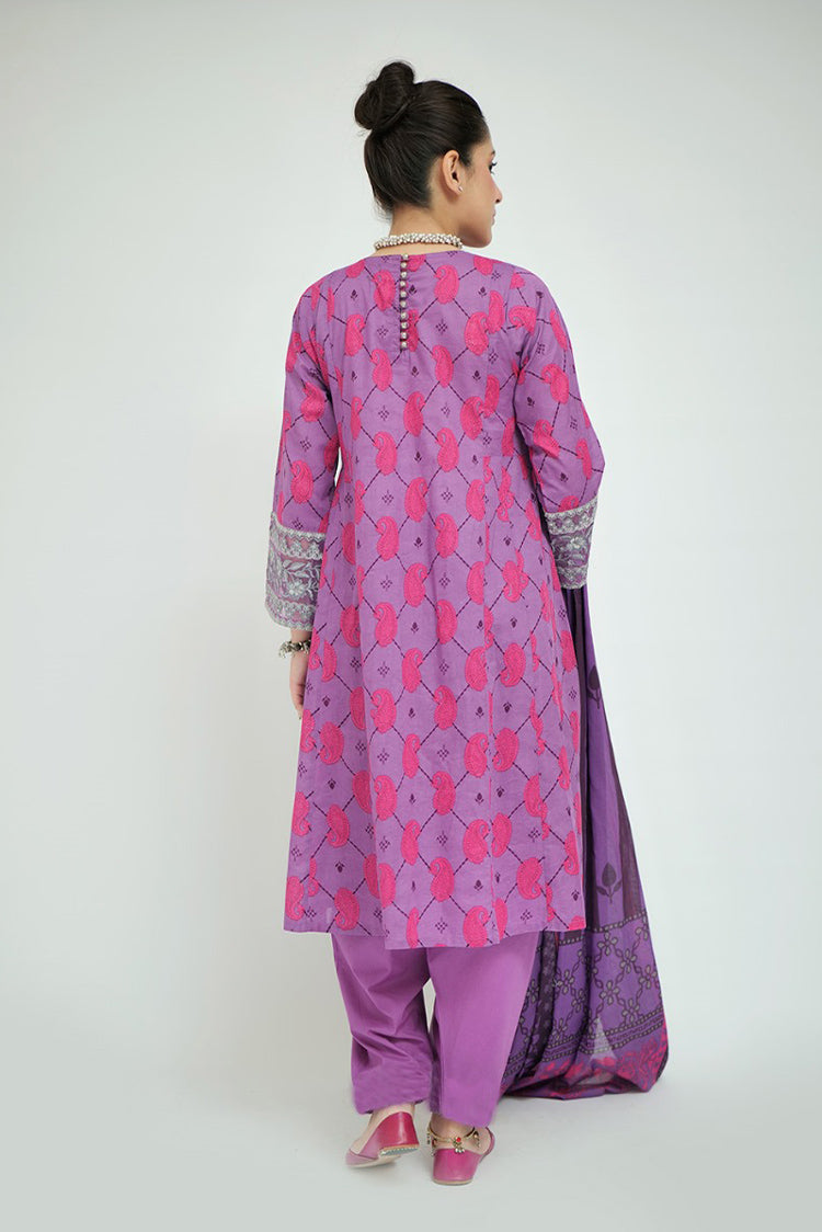 Picture of Senorita - LAD-02705 | Purple & Multicolor | Casual 3 Piece Suit  | Cotton Lawn Printed - Available at Raja Sahib