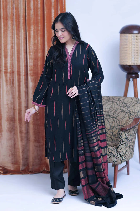 Picture of LAD-02769 | Black & Multicolor | Casual 3 Piece Suit  | Acrylic Fabric - Available at Raja Sahib