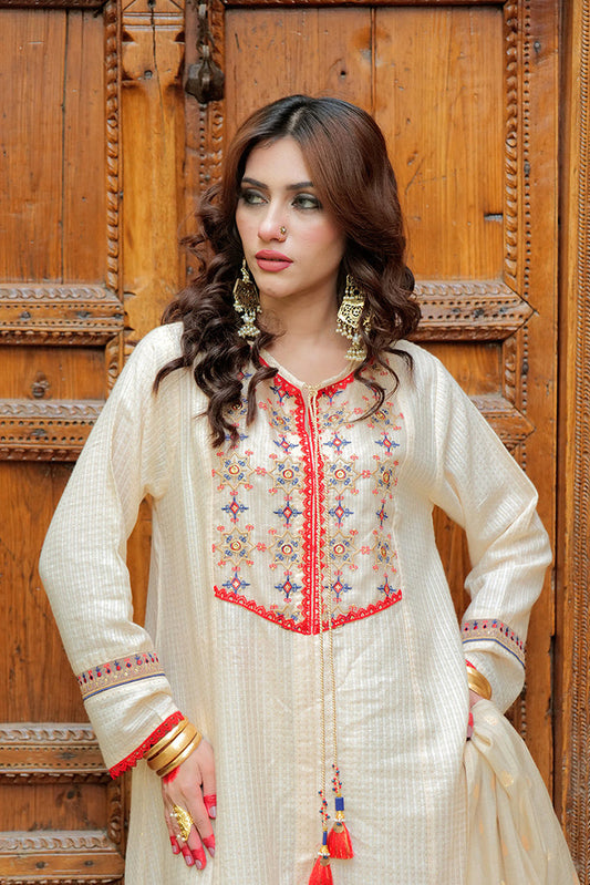 Picture of Senorita - LBD-02621 | Fawn & Gold | Casual plus 3 Piece Suit  | Cotton Jacquard Dobby - Available at Raja Sahib