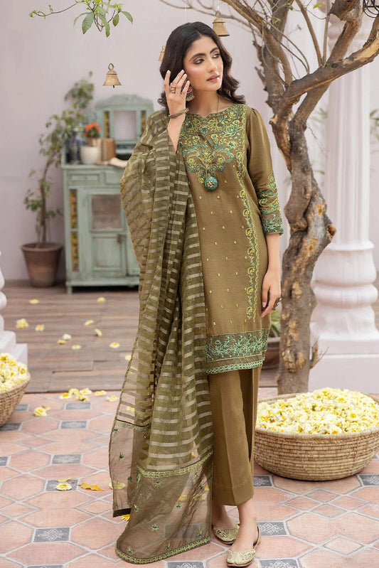 Picture of La Rosaa - Eid Edit Pret '24 - LE-24-12 Olive Green - 3Pc - Available at Raja Sahib