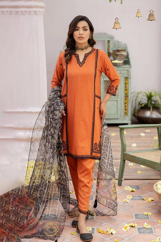 Picture of La Rosaa - Eid Edit Pret '24 - LE-24-14 Rust - 3Pc - Available at Raja Sahib