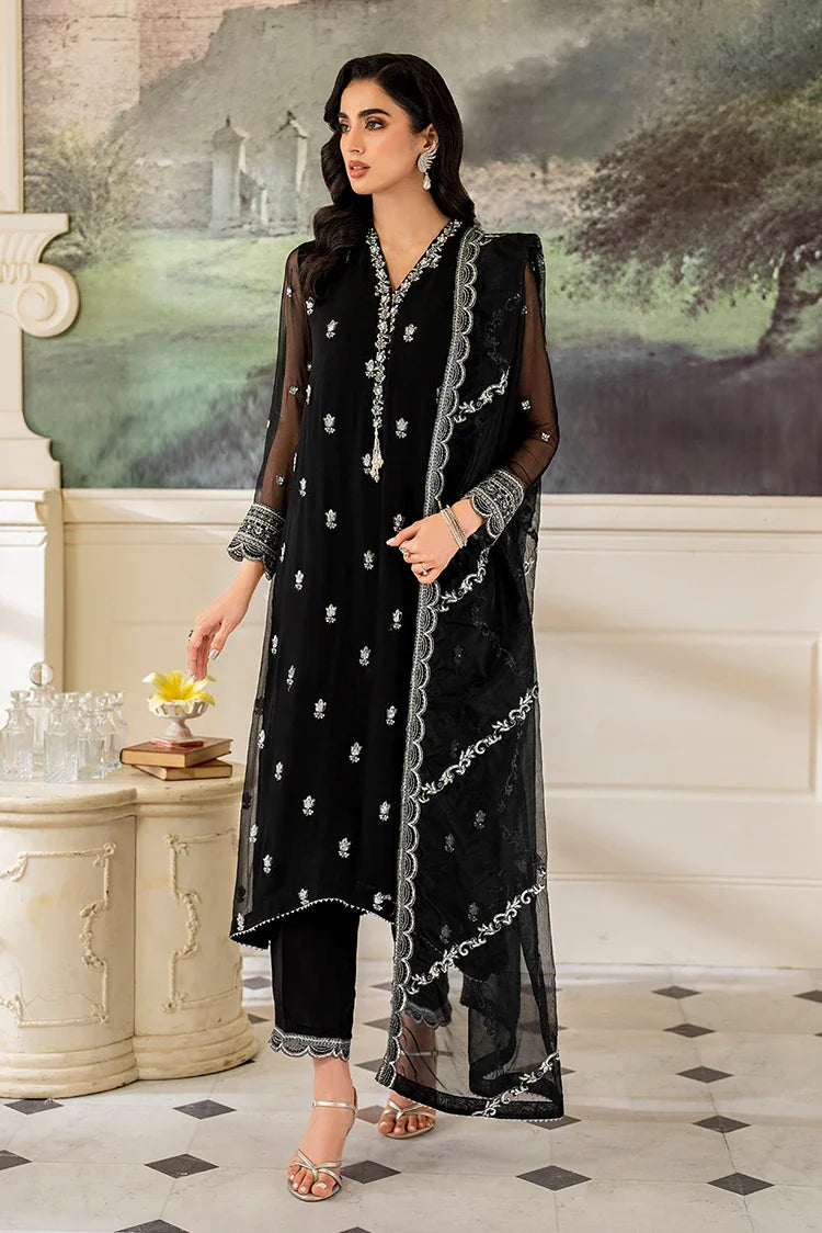 Picture of Fozia Khalid - Unstitched Chiffon Collection - Midnight - LFP-1109 - Available at Raja Sahib