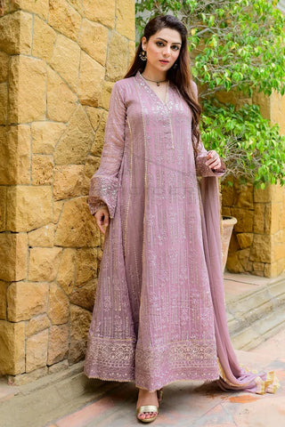 Picture of Manahils - Safiyya RTW Collection - Lilac-Cedar-117 - Available at Raja Sahib