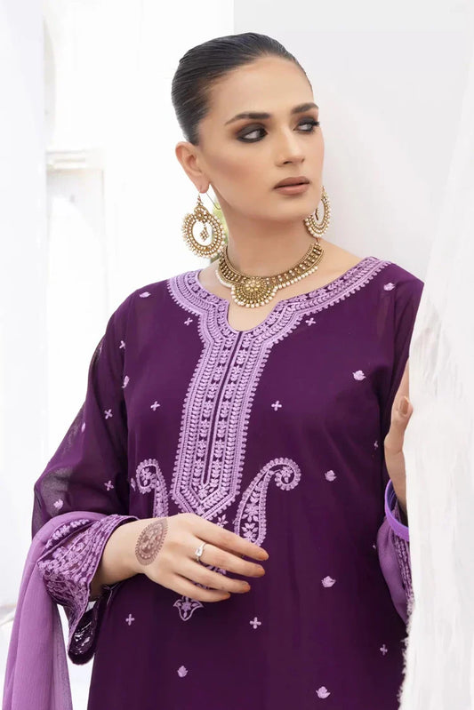 Picture of Emeralds - Embroidered Lawn Festive Pret - Lavender - Available at Raja Sahib