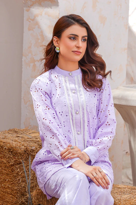 Picture of Emeralds - Embroidered Lawn Festive Pret - Lilac - Available at Raja Sahib