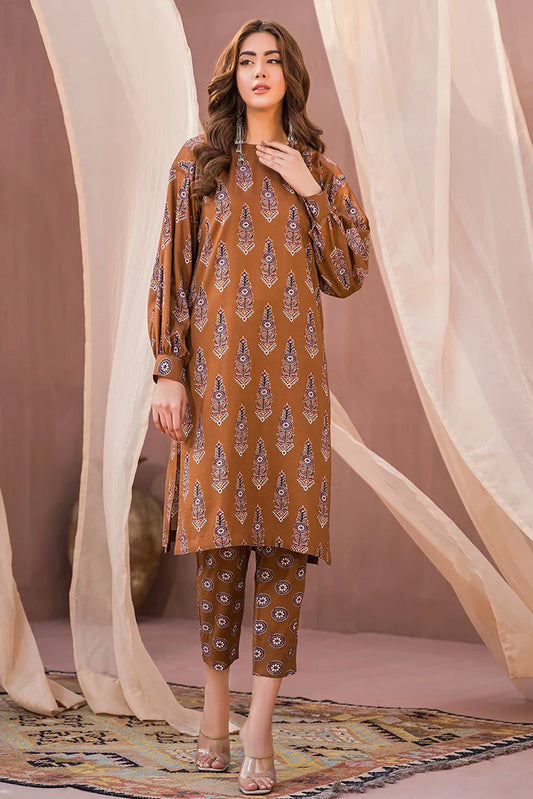 Picture of Meerak - Slub Linen 2 PC Unstitched Collection - Mocha - Available at Raja Sahib