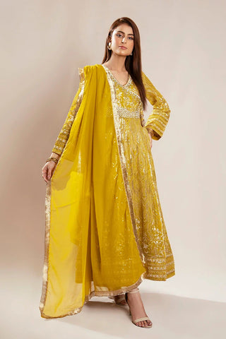 Picture of Manahils - Safiyya RTW Collection - Mustard-105 - Available at Raja Sahib