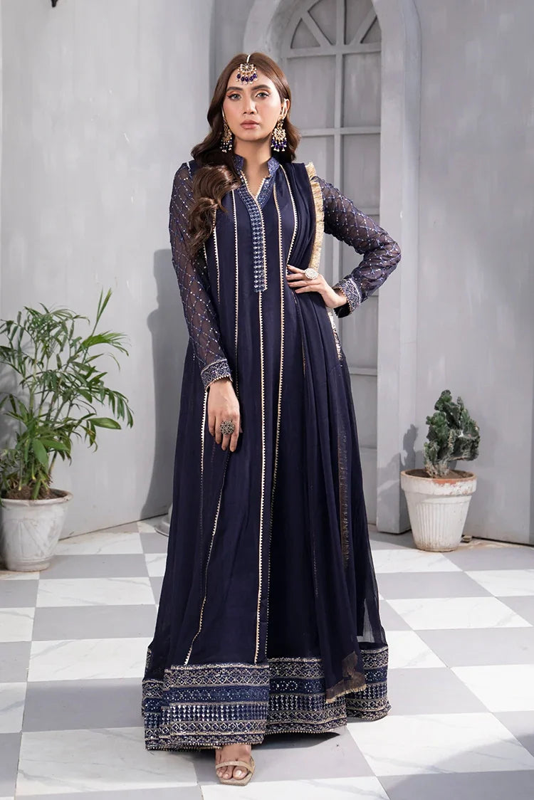 Picture of Manahils - Safiyya RTW Collection - Navy Blue-106 - Available at Raja Sahib