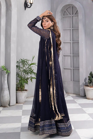 Picture of Manahils - Safiyya RTW Collection - Navy Blue-106 - Available at Raja Sahib