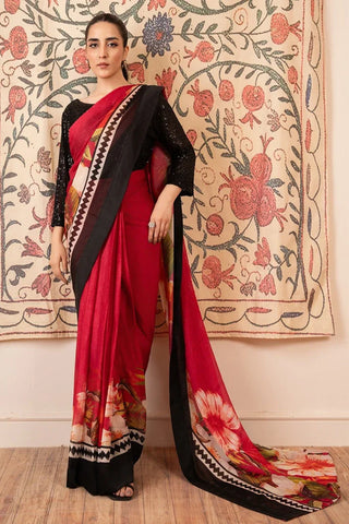 Picture of Stitch Vibes - Morganite RTW  Collection - 3 PC - Maroon - Black Saree - Available at Raja Sahib