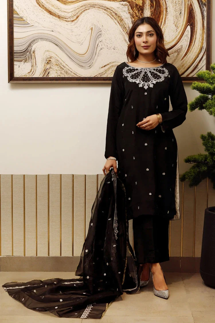 Picture of Emeralds - Embroidered Silk Festive Pret - Noire - Available at Raja Sahib