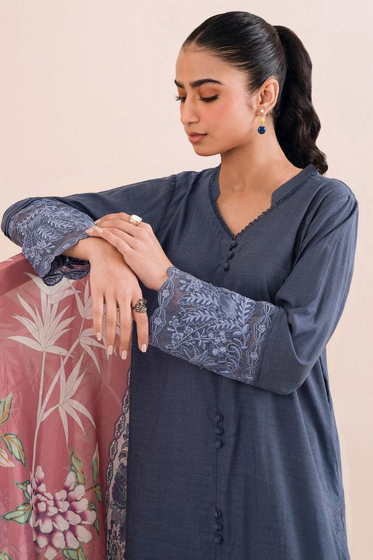 Picture of Embroidered Chambray Suit P1064 - 3 Piece - Available at Raja Sahib