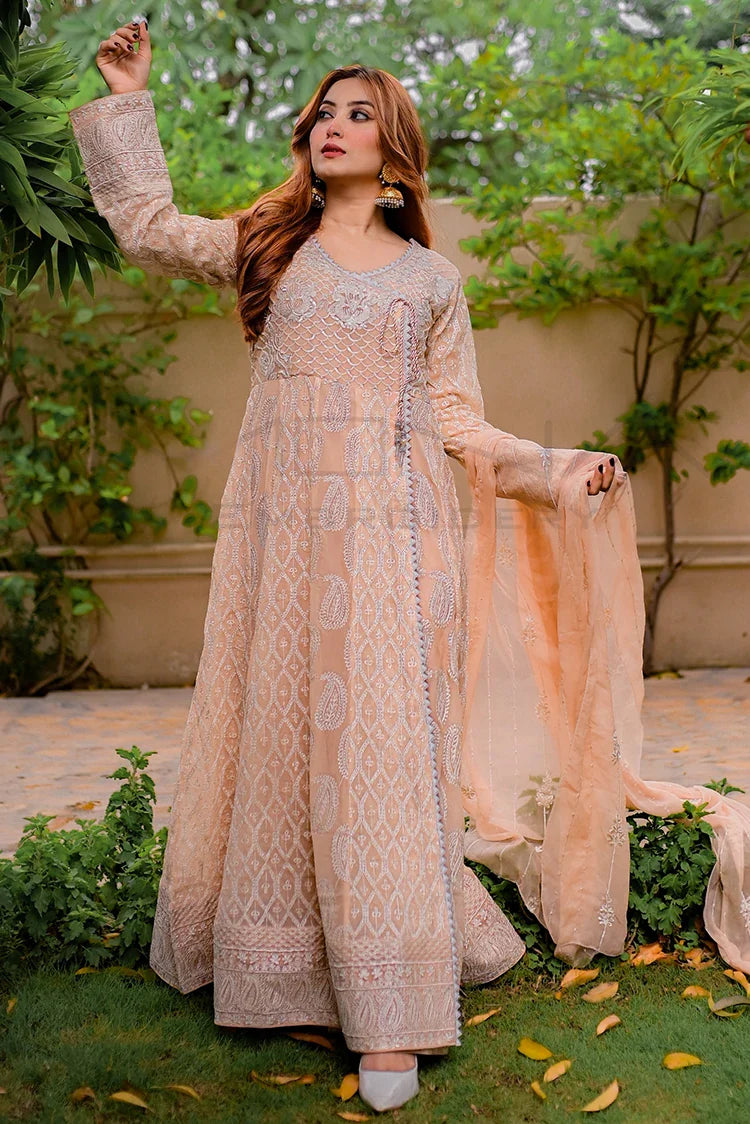 Picture of Manahils - Safiyya RTW Collection - Peach-Alpha-Lavish-118 - Available at Raja Sahib