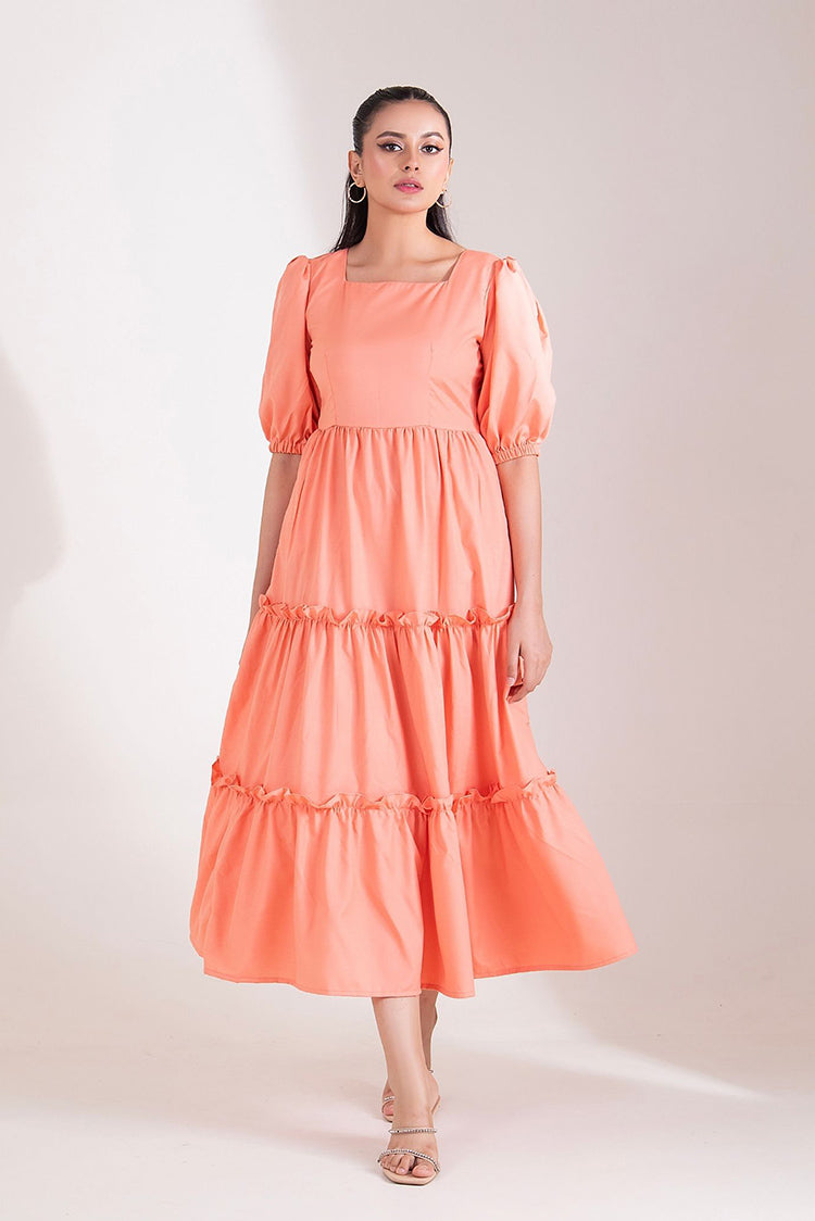 Picture of The Slay Wear - Western Top - Peach Petal Dress - Available at Raja Sahib