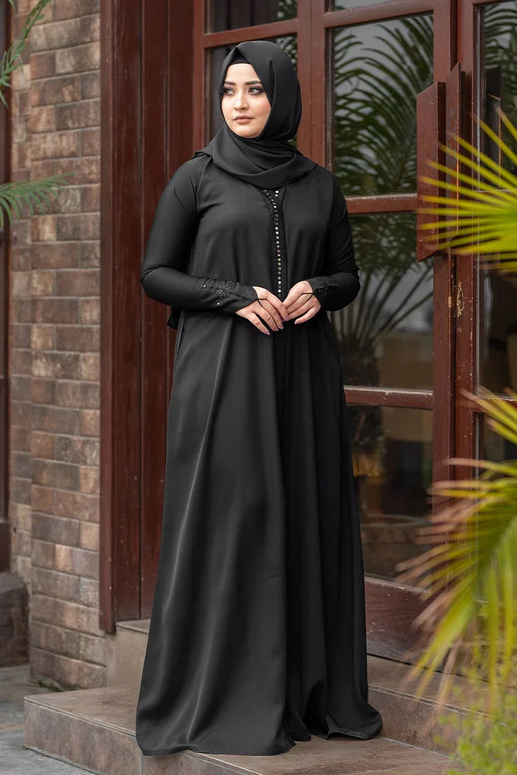 Picture of Malbus - Embroidered Abaya - Black - Available at Raja Sahib