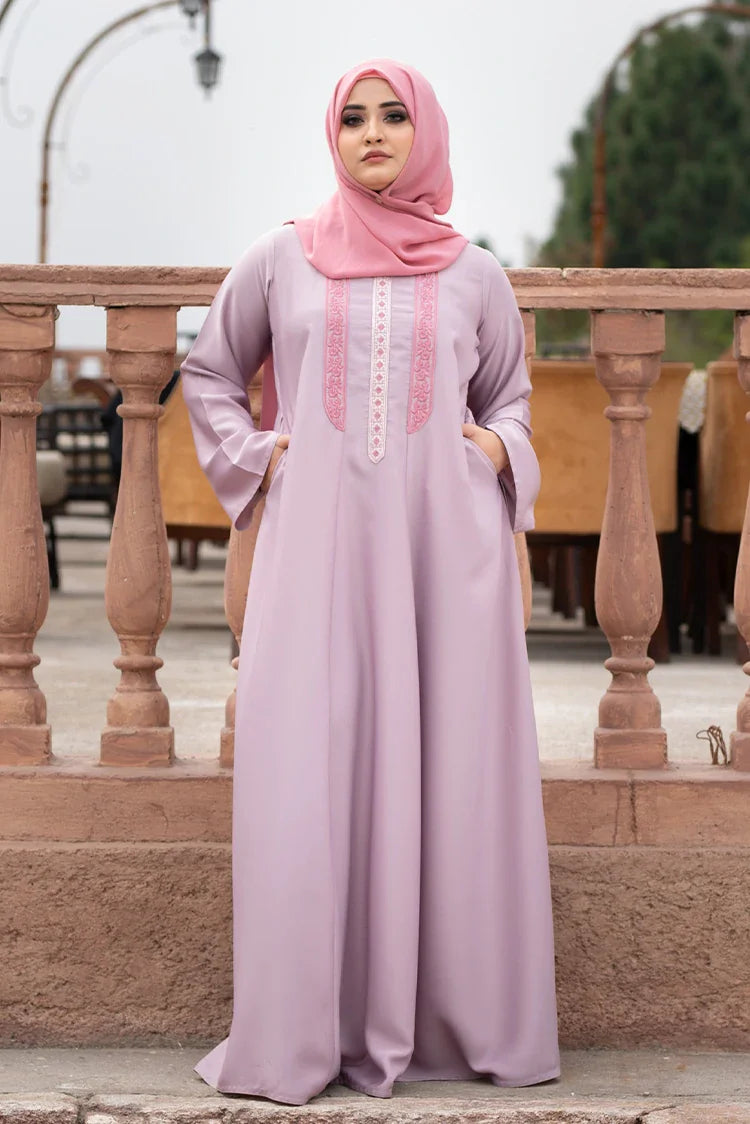 Picture of Malbus - Plain - Abaya - Powder Pink - Available at Raja Sahib