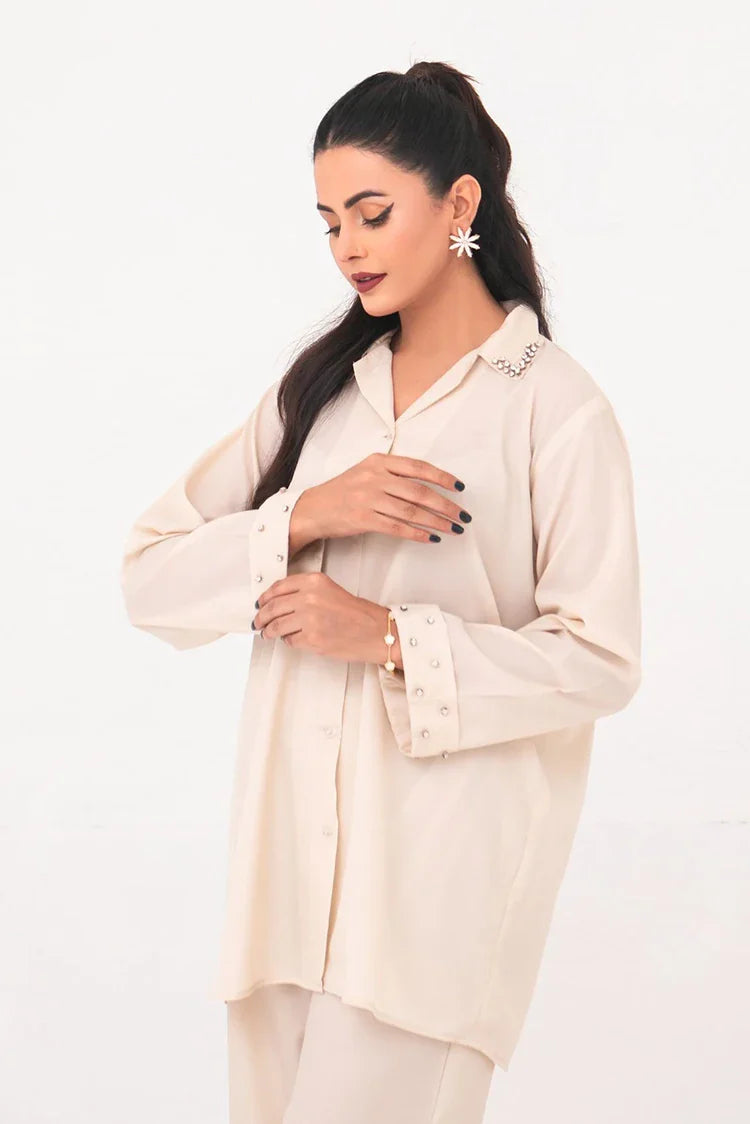 Picture of The Slay Wear - Co-ord Set - Powdered Pearl - Available at Raja Sahib