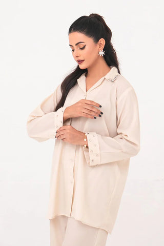 Picture of The Slay Wear - Co-ord Set - Powdered Pearl - Available at Raja Sahib