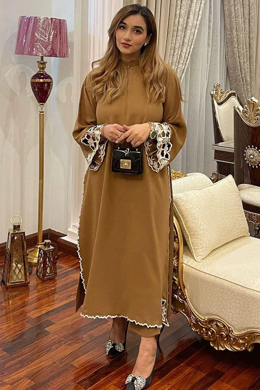 Picture of Manahils - Scallop - Camel Brown - Available at Raja Sahib