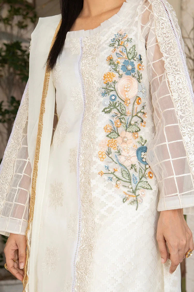 Picture of Manahils - Safiyya RTW Collection - K-139-Off White - Available at Raja Sahib