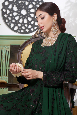 Picture of Abaan Zohan - Siyaah Collection - Kaai Green & Black - Available at Raja Sahib