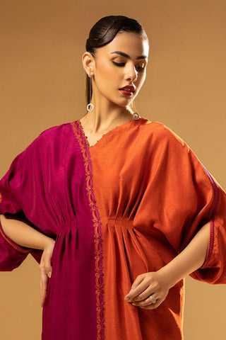 Picture of Fozia Khalid - Split-Tone Kaftan - Available at Raja Sahib