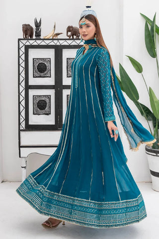 Picture of Manahils - Safiyya RTW Collection - Teal-106 - Available at Raja Sahib