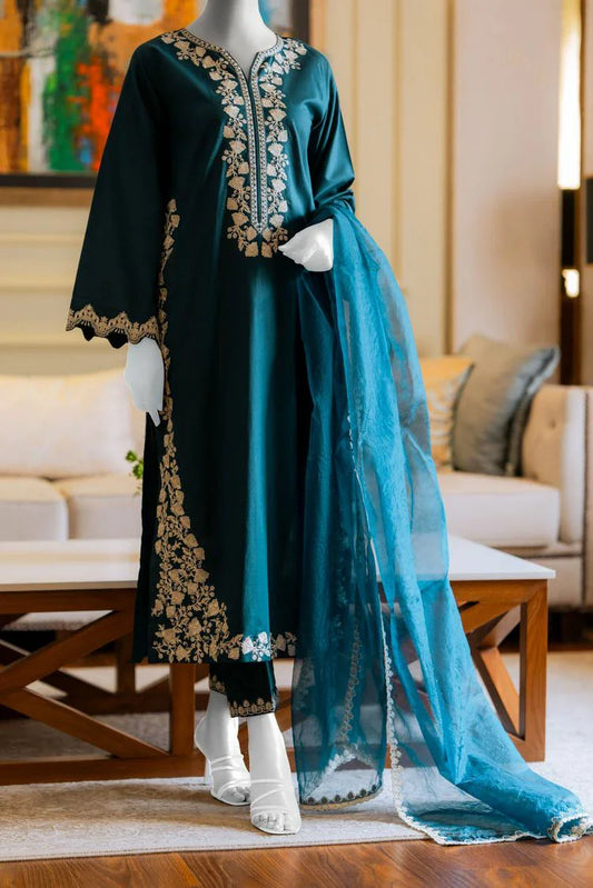 Picture of Summer '24 - Teal Embroidered Suit - Available at Raja Sahib