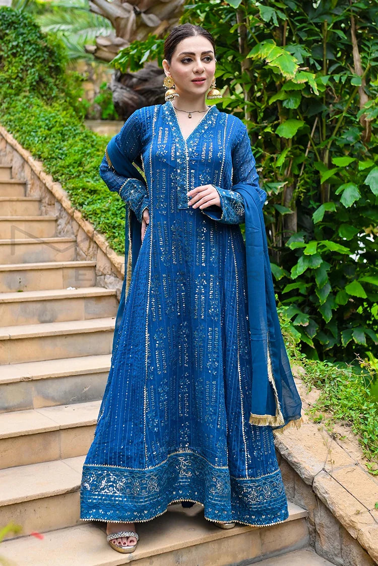 Picture of Manahils - Safiyya RTW Collection - Zinc-Blue-Cedar-117 - Available at Raja Sahib