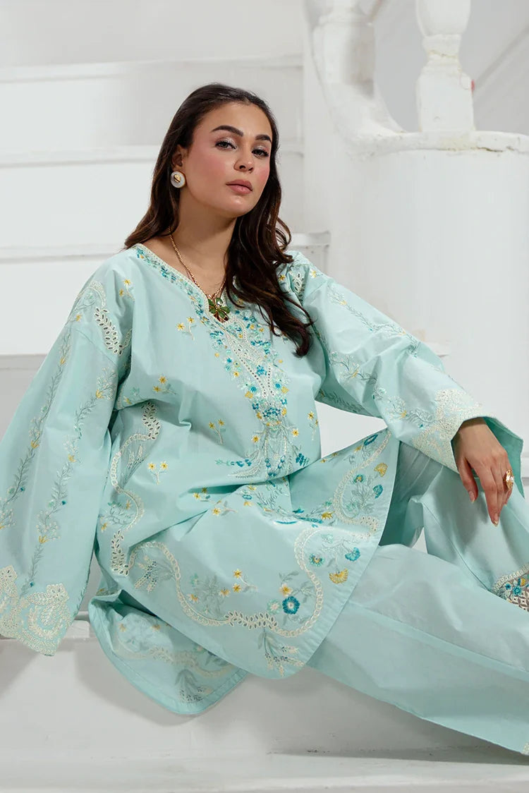 Zarlay - Gull Bahar Luxury Lawn - 3 Piece - Trending Ice Blue – Raja Sahib