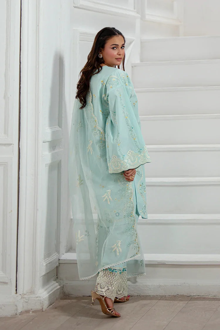 Zarlay - Gull Bahar Luxury Lawn - 3 Piece - Trending Ice Blue – Raja Sahib