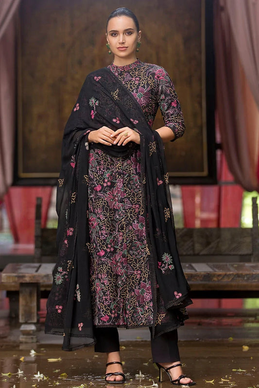 Picture of Anabelah  - Unstitched Collection - Mid Night Black - Available at Raja Sahib