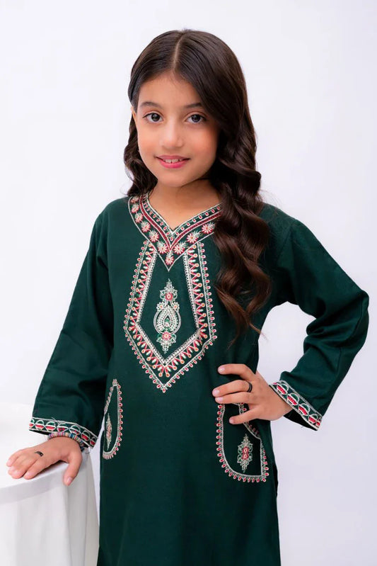 Picture of Khayat - Casual Kids Collection - 2 PC - Bottle Green - Lea - Available at Raja Sahib