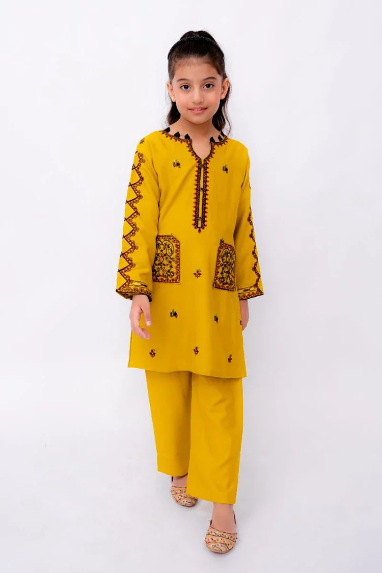 Picture of Khayat - Casual Kids Collection - 2 PC - Mustard - Ochre - Available at Raja Sahib