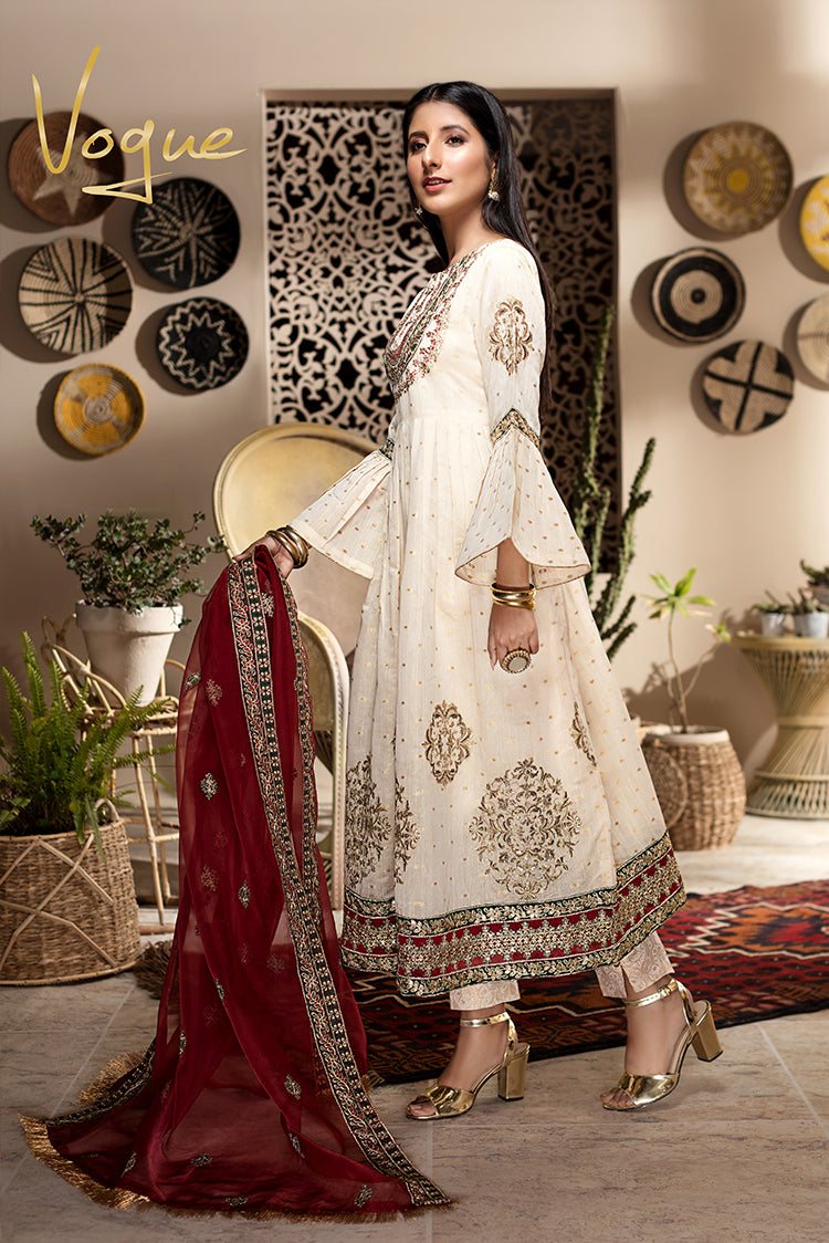 Picture of Ellena - 3 Piece Fancy Embroidered Organza Suit-212OW - Available at Raja Sahib