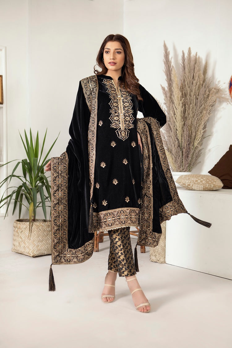 Picture of ELLENA - Fancy Embroidered Formal Wear 3 Piece Suit - VJQ285 - Available at Raja Sahib