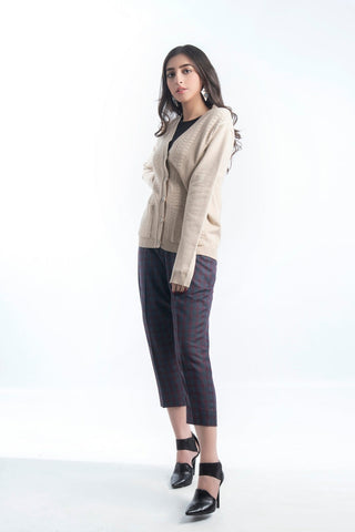 Women's V-Neck Merino Wool Blend Full Sleeves Cardigan Sweater Light Skin