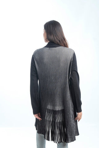 Women's V-Neck Merino Wool Blend Full Sleeves Cardigan Sweater Black