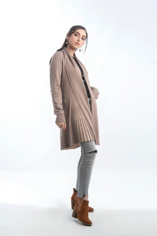 Women's V-Neck Merino Wool Blend Full Sleeves Cardigan Sweater Light Brown