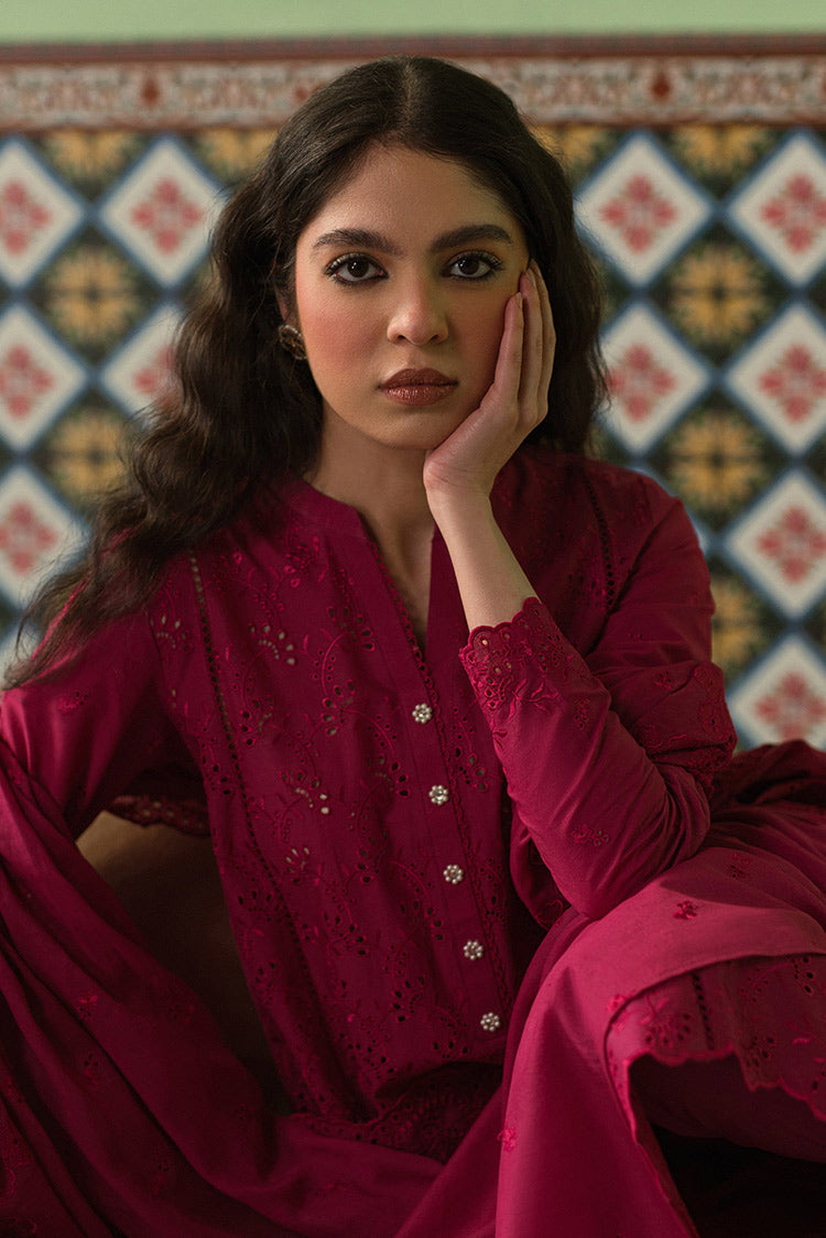 Picture of Cross Stitch - 3 Piece Chikankari Lawn Collection - Cerise Loft - Available at Raja Sahib