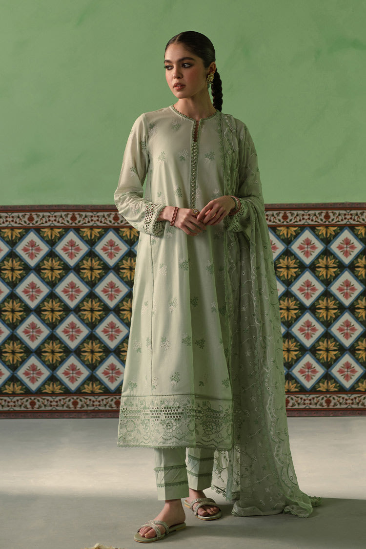 Picture of Cross Stitch - 3 Piece Chikankari Lawn Collection - Icy Mint - Available at Raja Sahib