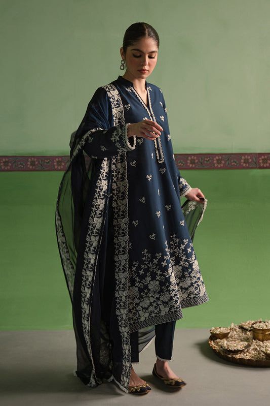 Picture of Cross Stitch - 3 Piece Chikankari Lawn Collection - Insignia Blue - Available at Raja Sahib