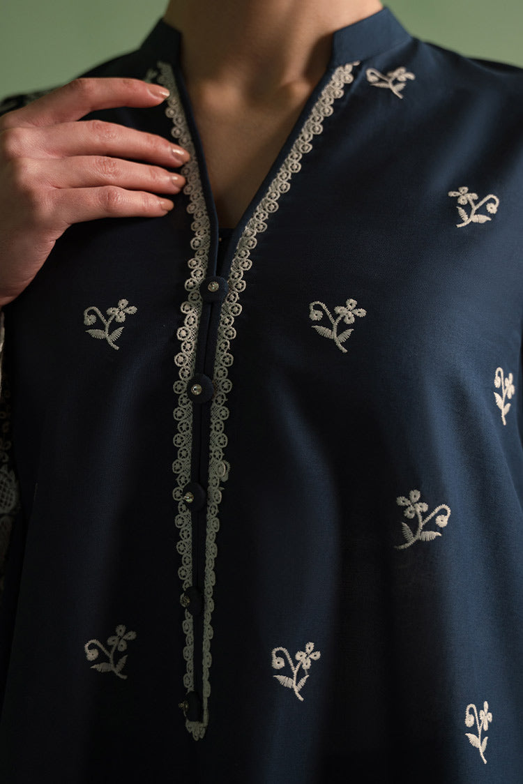 Picture of Cross Stitch - 3 Piece Chikankari Lawn Collection - Insignia Blue - Available at Raja Sahib