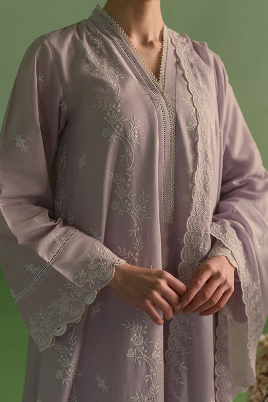 Picture of Cross Stitch - 3 Piece Chikankari Lawn Collection - Lilac Bloom - Available at Raja Sahib